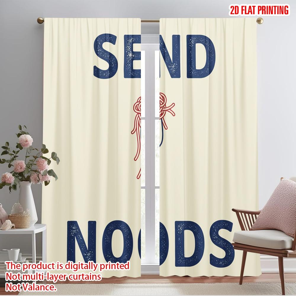 

2pcs 2D flat printing Scene Curtains SEND NOODS SPAGHETTI Polyester Without Electricity Family Party Use for Holiday Family 52.50×116.00 CM 2pcs