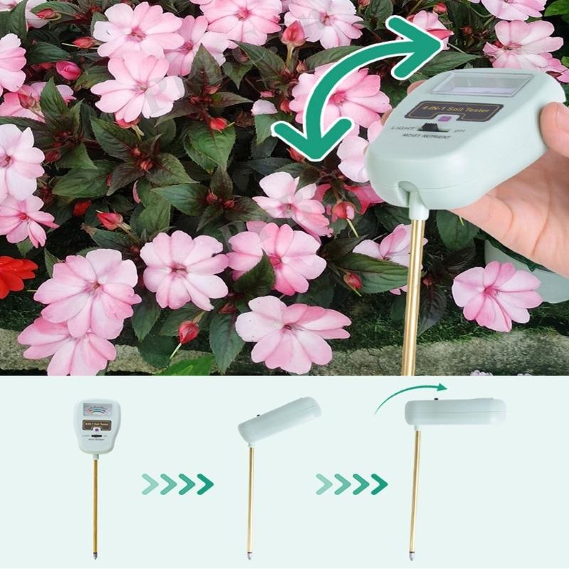 Soil MoistureMeter, 4 In 1 Soil Tester, SoilMoisture/Light/Nutrients/Acidity Meter for Gardenings, Lawn, FarmingS