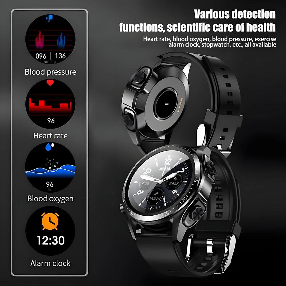2025 New Headset Smart Watch With Earbuds TWS Bluetooth Call Music Control Blood Pressure Detect Smartwatch For Men Android IOS