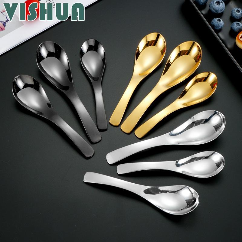 

Ложка из нержавеющей стали 304, утолщенная круглая десертная ложка Earl Palace Palace Hotel с глубоким скелетом, детская верхняя круглая десертная ложка