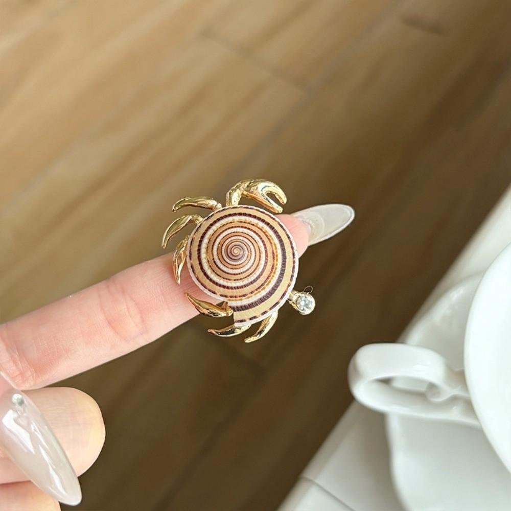 Adjustable Ocean Animal Jewelry Sparkly Shell Ring Unique Crab Ring Gift
