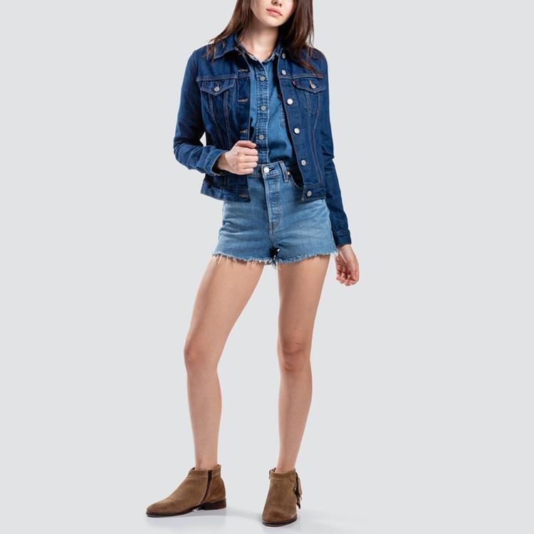 Levis Casual Short Single-Breasted Denim Jacket Women Jackets Dark-Denim 29945-0036