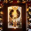 Christmas Wall Decor for Home Lighted Nativity Decor, 3D Gold Bethlehem Scene LED Hanging Light with Decorative Pine Branch Art Warm Glow, Religious