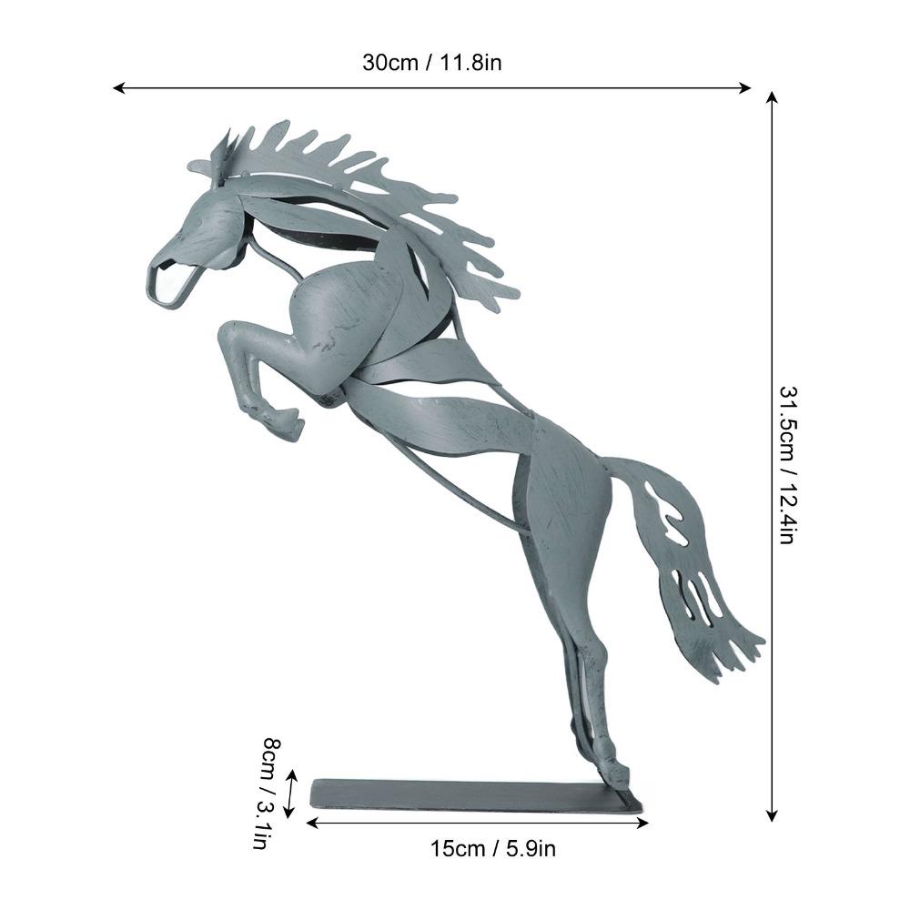 Iron Running Horse Statue Abstract Horse Figurine Decor Desktop Horse Ornament Office Display