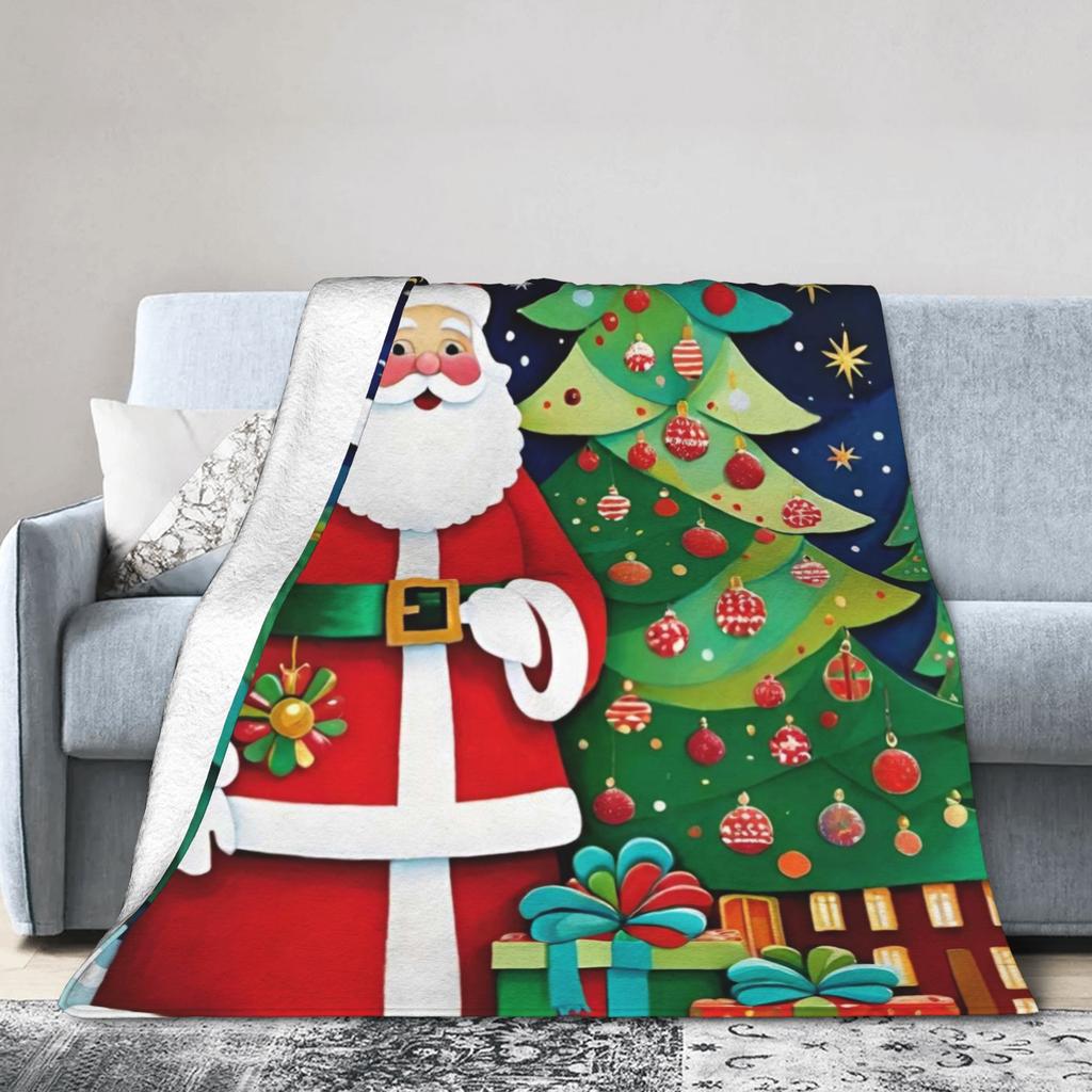 Christmas Santa Claus Super Warm Blanket  Child Plush Bedding Throws Comfortable Home Decor Flannel Bedspread Sofa Bed Cover