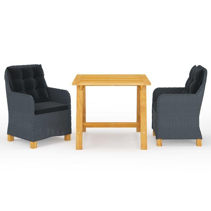Maison Exclusive - Ensemble à manger de jardin 3 pcs Gris foncé