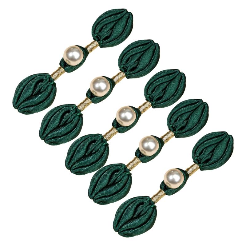 5Pcs Pearls Embellished Cheongsam Knot Button Chinese Knot Button for Traditional Chinese Costume Wedding Dress Cloaks