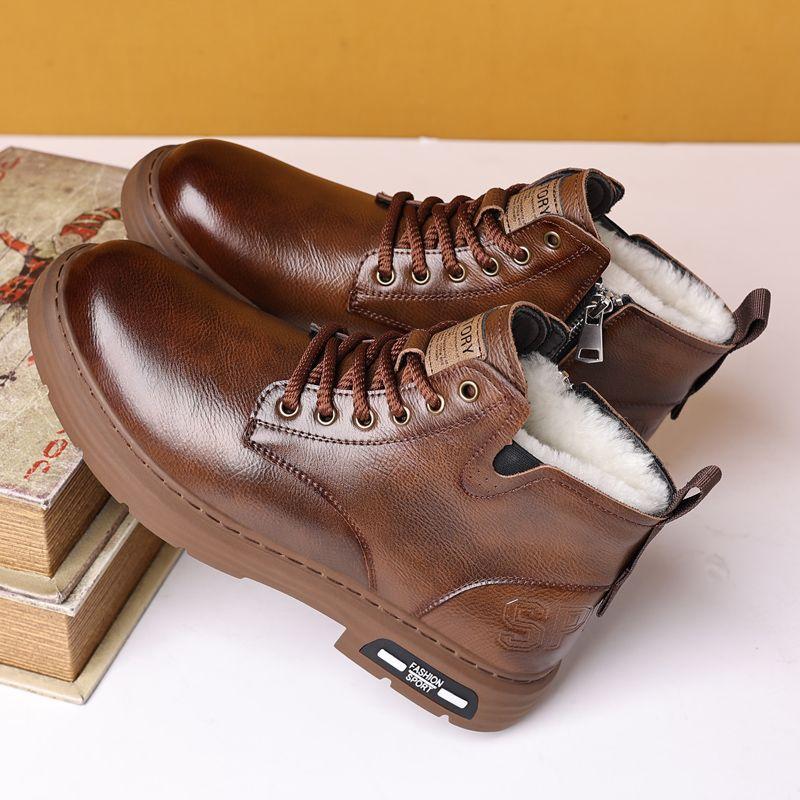 2025 autumn new Martin boots men's trendy men's boots leather British style tooling boots thick-soled high-top locomotive boots men's