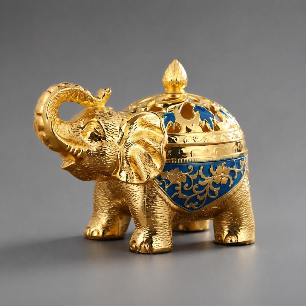Elephant Incense Burner with Domed Lid Decorative