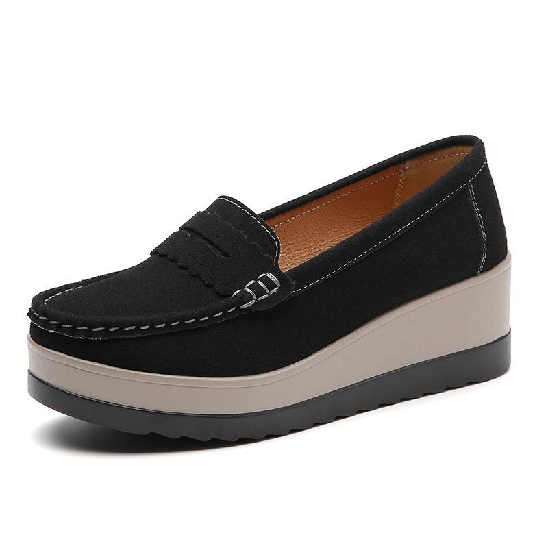 Frühling/Herbst Damen Slipper Plateauschuhe: Größen 35-43, Übergröße, Lässige Mama-Schuhe mit dicker Sohle