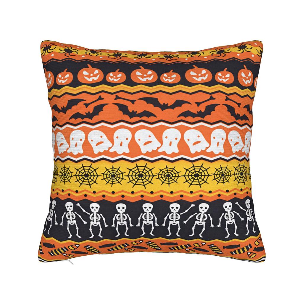 Pillow Case Halloween Pumpkin Striped Geometric Seamless Pattern Comfy Pillow Cover For Sofa Car Home Decor Funny Pillowcases