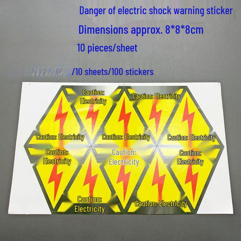PVC Outdoor Triangular Warning Sticker: Caution! Risk of Electric Shock