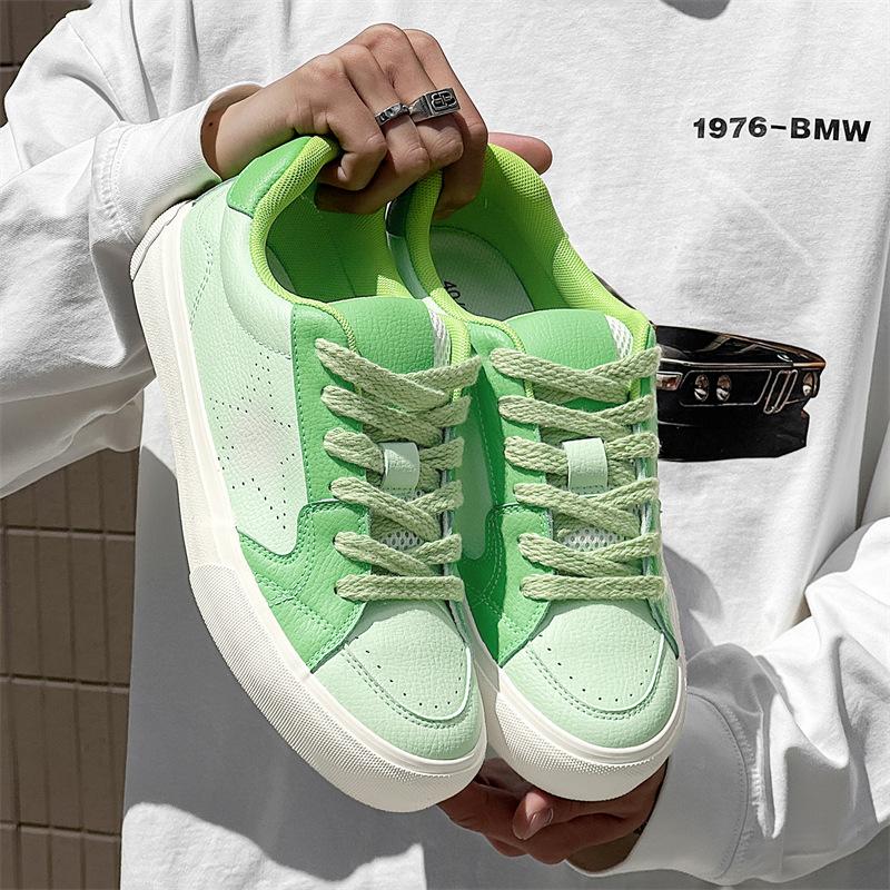 

AFANTING Korean version of the star shoes, new soft leather retro shoes, versatile Korean version of the original versatile casual board shoes 1568 44 зелений