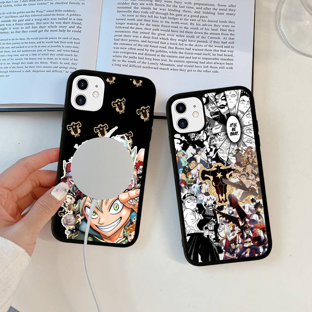 Anime Black C-Clover Phone Case Magnetic Case For IPhone 16 14 13 12 11 15 Pro Max Plus For Magsafe Wireless Charge Cover