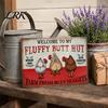 Barn And Coop Wall Art Fluffy Butt Hut Farm Sign, Vintage Chicken Metal Outdoor Sign Weatherproof Rustic Art, for Kitchen Backyard Farmhouse