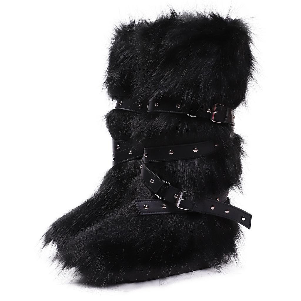 Fashion IPPEUM Winter Fur Boots 2025 Knee High Boots For Women Shoes Plush Long y2k Snow Boots