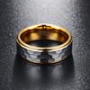Silver-Gray Matte Hexagonal Tungsten Steel Ring with Gold-Plated Interior (8MM Wide) Men's Size