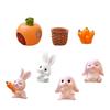 7pc Small Animal Cute Rabbit Gardening Succulents Resin Decorative Ornaments White