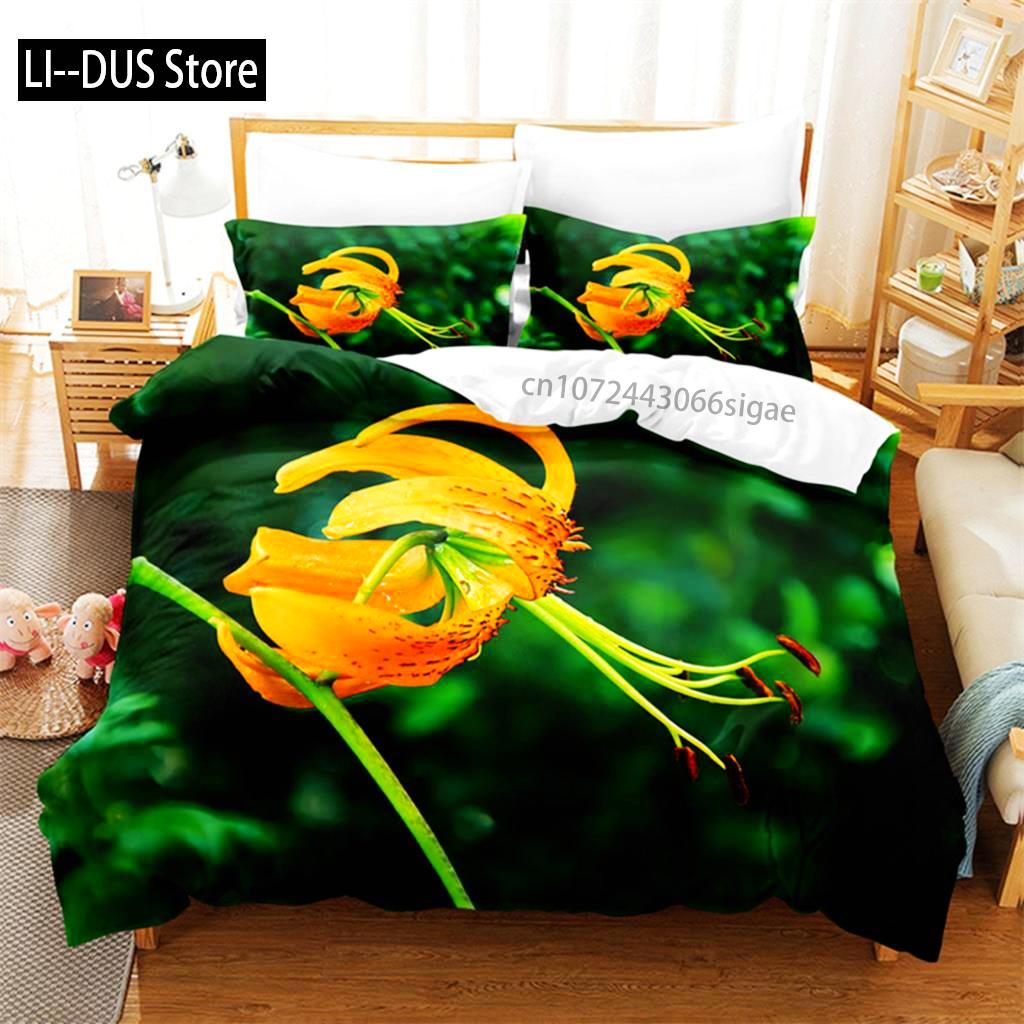Yellow Flowers Queen Bedding Set Duvet Cover Set Bedding Digital Printing King Size Duvet Cover Set Bedding Set
