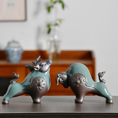 Seramik Fortune Hayvanları İnek Heykeli, Geleneksel El Yapımı Heykel, Lüks Ev Odası, Ofis Art Deco