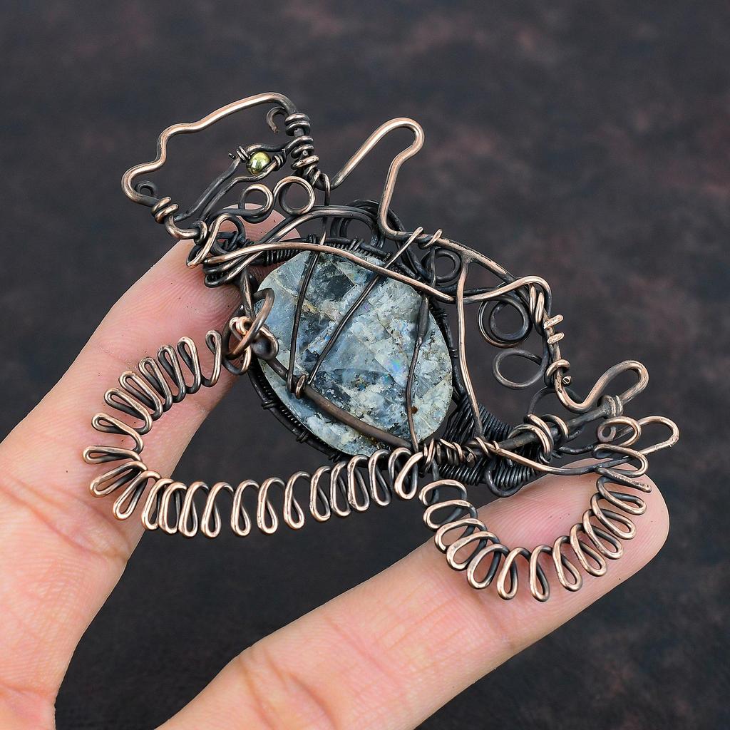Kyanite Pendant Copper Wire Wrapped Pendant Handmade Rabbit Pendant Copper Jewelry Genuine Gemstone Pendant Wire Wrap Jewelry Wedding Gifts