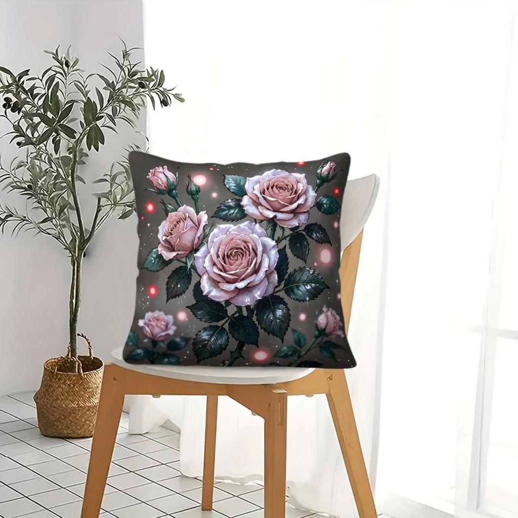 Sparkling Red Rose Print Throw Pillow Cushion Accent Pillow cm includes pillow core for home sofa decor
