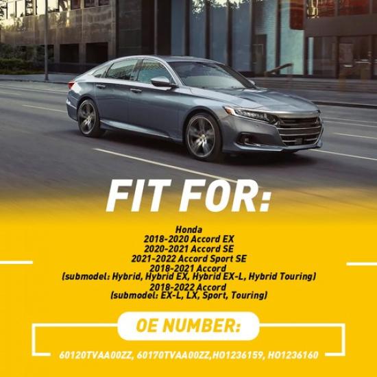 Hood Hinges Set Steel For 2018- Honda Accord Sedan US