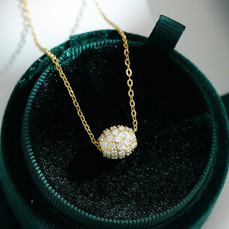 Sterling Pendant Necklace With Moissanite Stone Gold Plated 14K Geometric Cross Chain Women 925 Sterling Silver