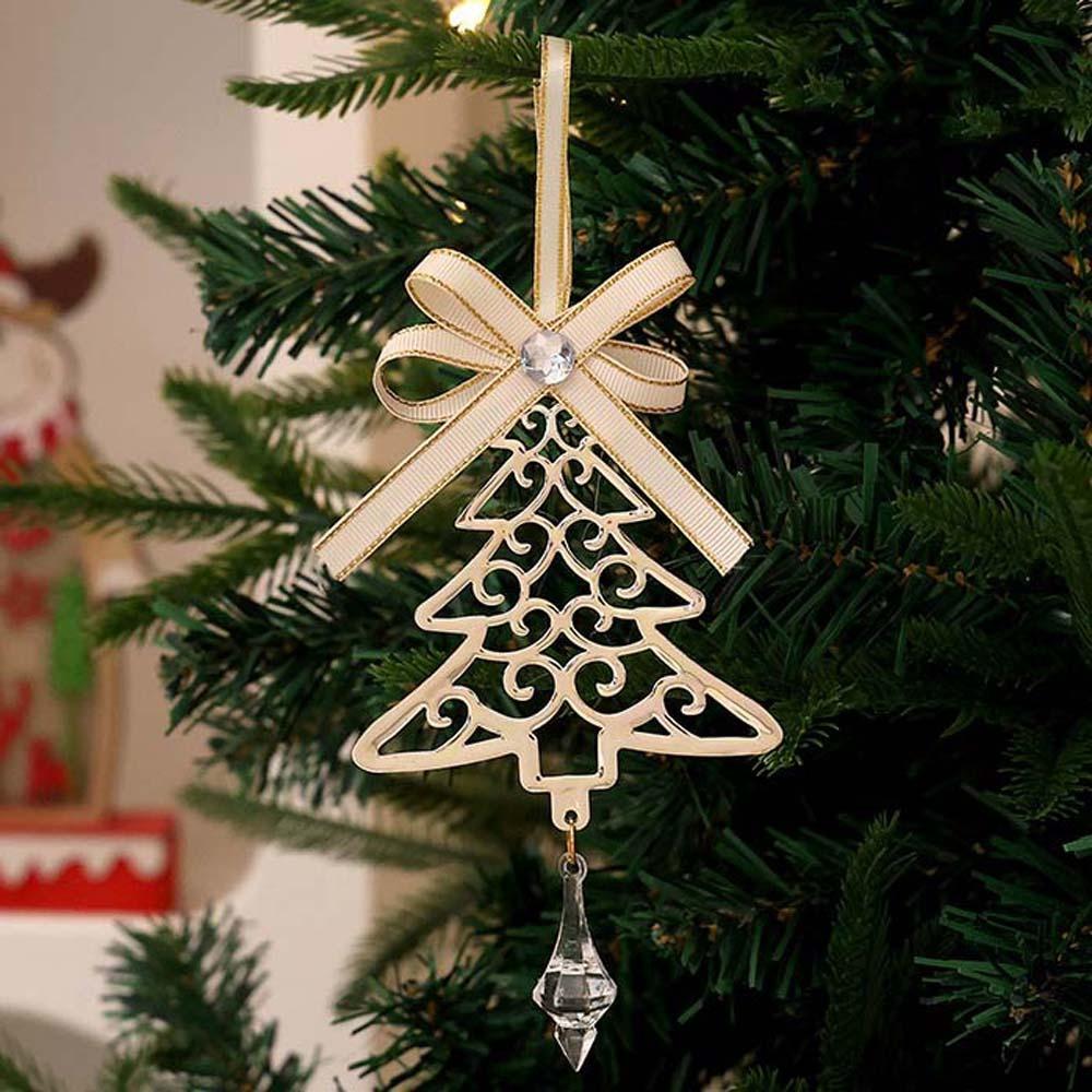 Crystal Drop Metal Christmas Ornaments Tinplate Material Holiday Hanging Decor Winter Weddings