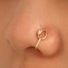 5 Pcs Nose Ring Hoops for Women Geometry Heart Rhinestone U Shaped