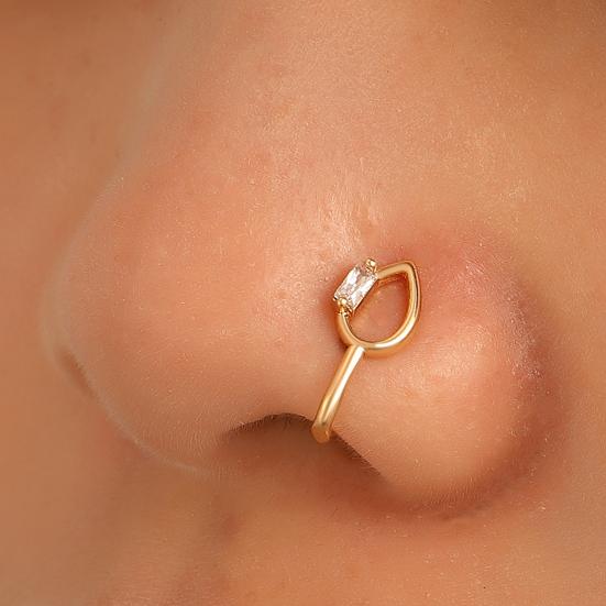 5 Pcs Nose Ring Hoops for Women Geometry Heart Rhinestone U Shaped