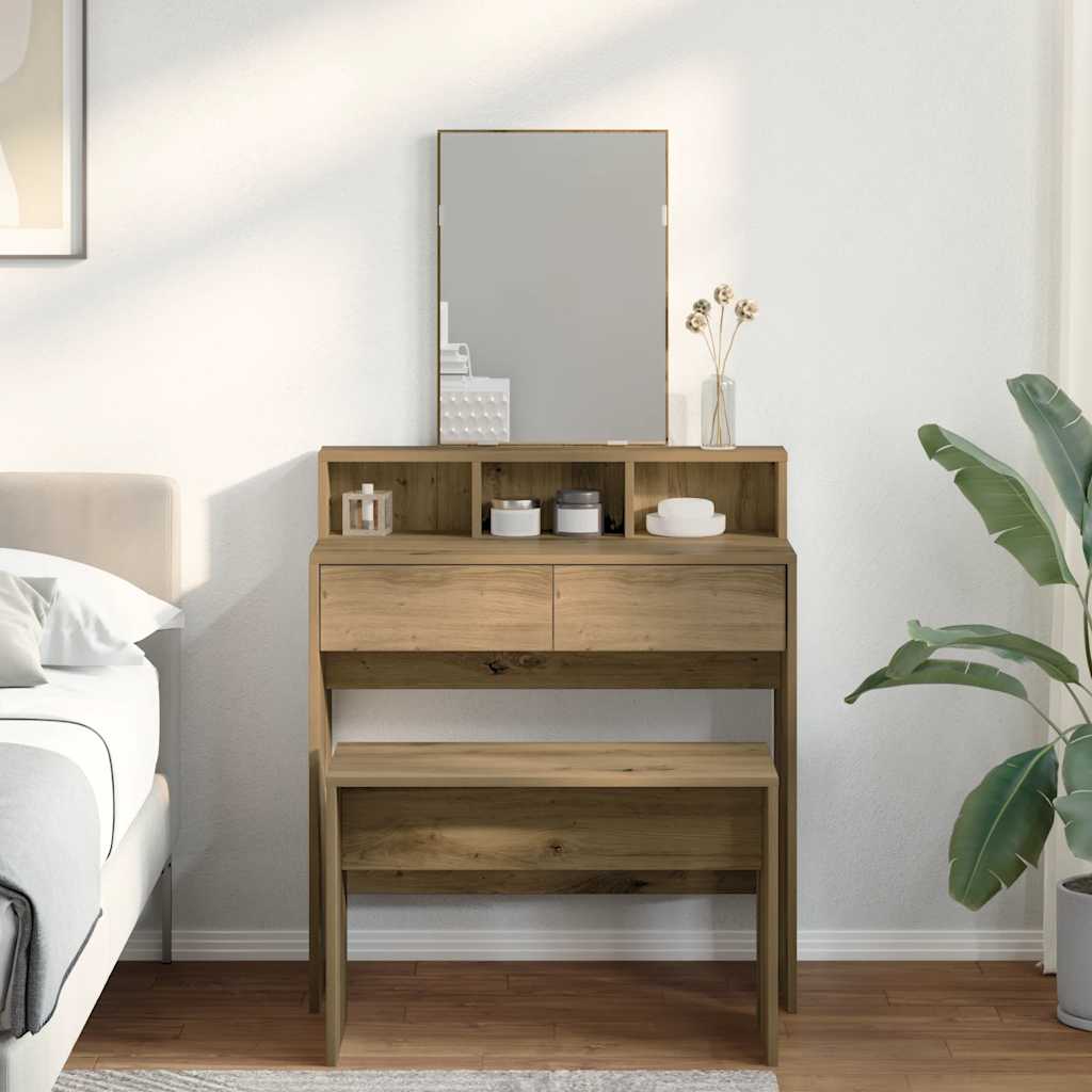 Makeup Stool Artisan Oak 70x35x45 cm Engineered Wood