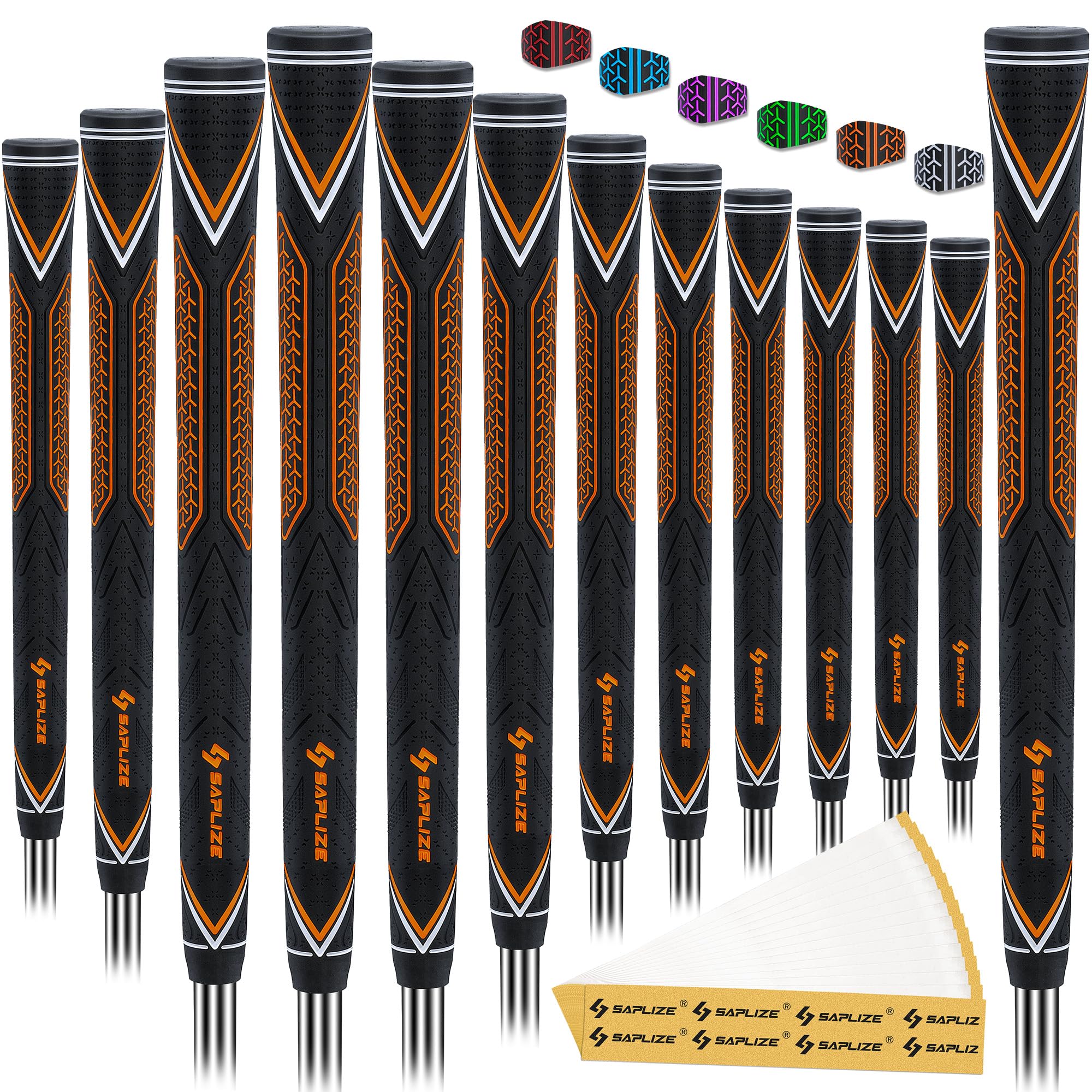 

SAPLIZE Высокоэффективные Гольф Резиновые Высокопрочные 13 Грипов с 15 Стандартными Оранжевыми Грипами, Поглощение, Нескользкие, Ленты, Размер, оранжевый