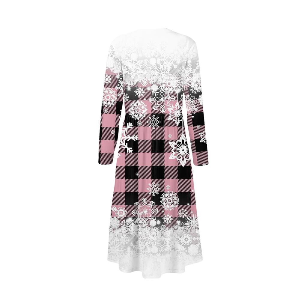 Abito Moda Donna Primavera Scollo a V Manica Lunga