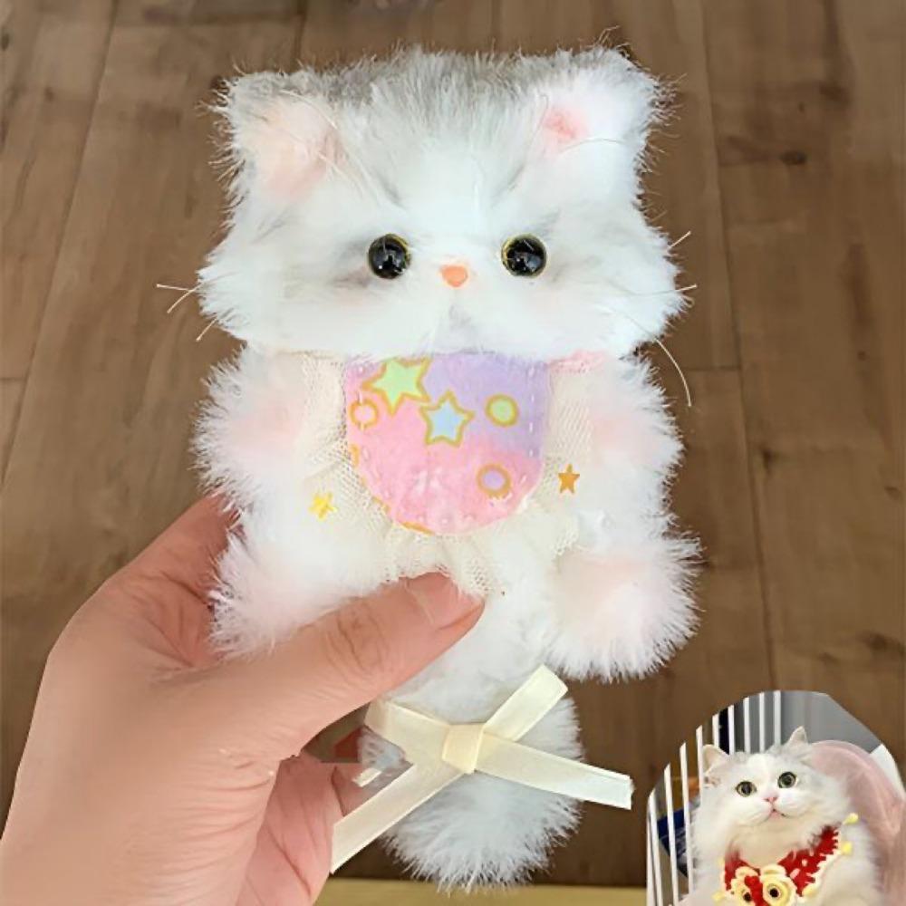 Handmade Twisty Stick Little Cat Pendant Plush Twist Bar Kitten Doll Toy DIY Material Package