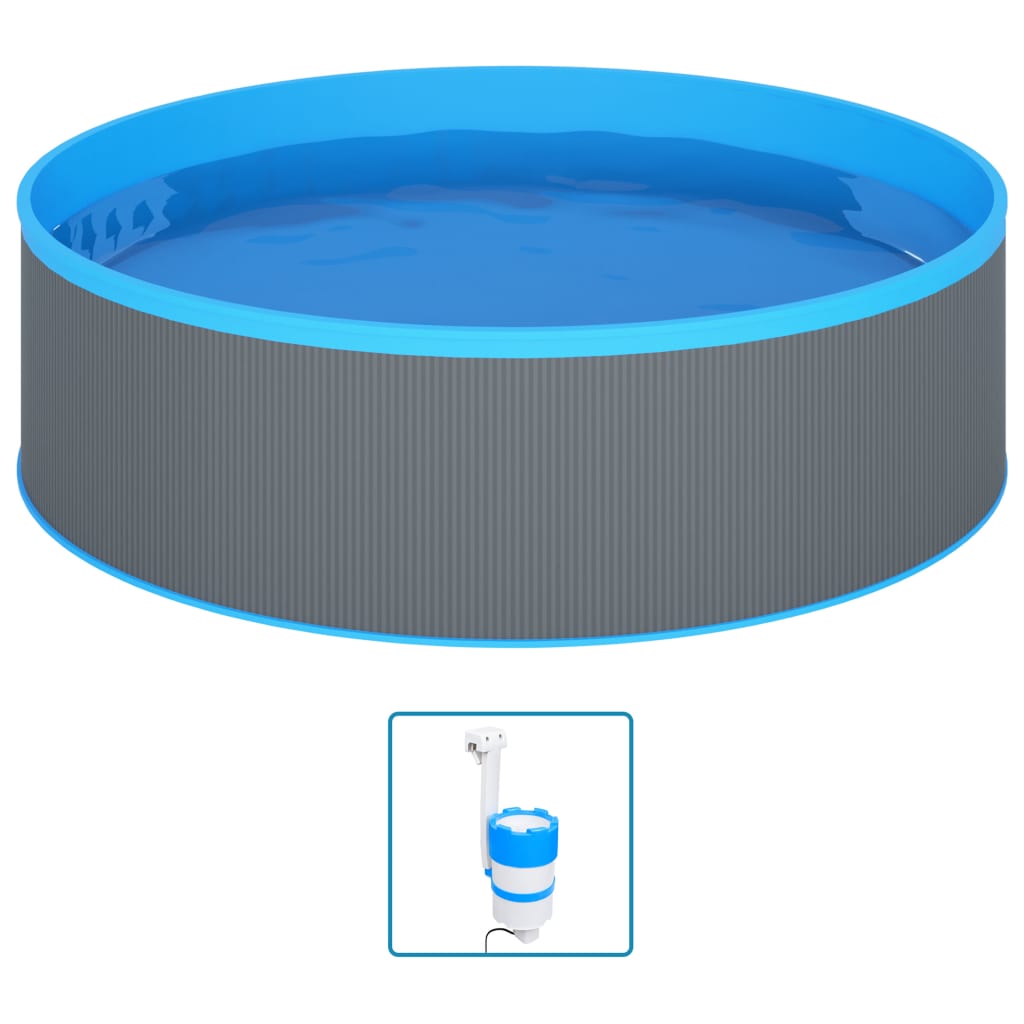 Aufblasbarer Pool mit Hängeskimmer und Pumpe 350 x 90 cm Grau