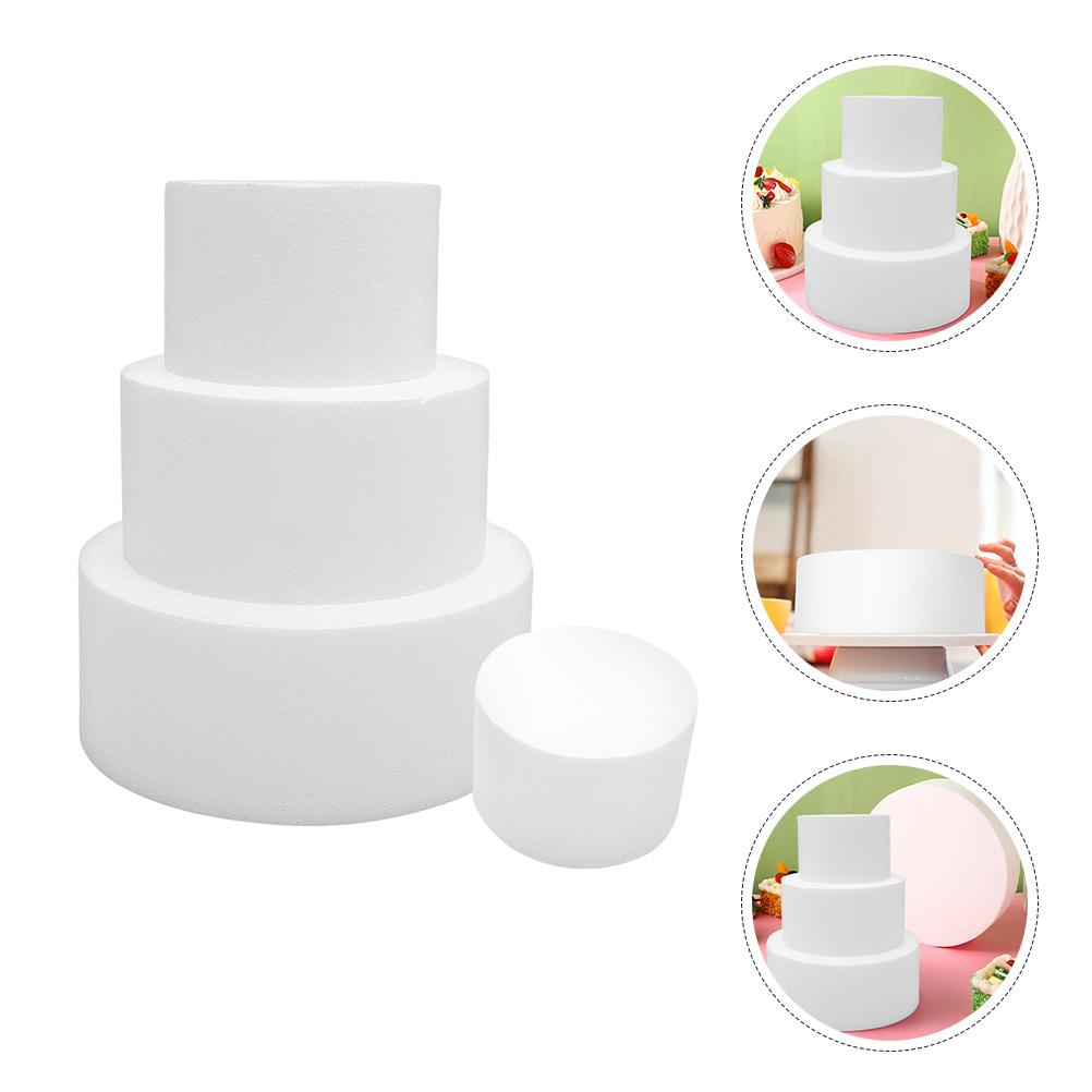4pcs Foam Cake Bakery Practice Cake Prop for Decorating Foam Fake Cake Foam Cake Dummies Foams Cake Model
