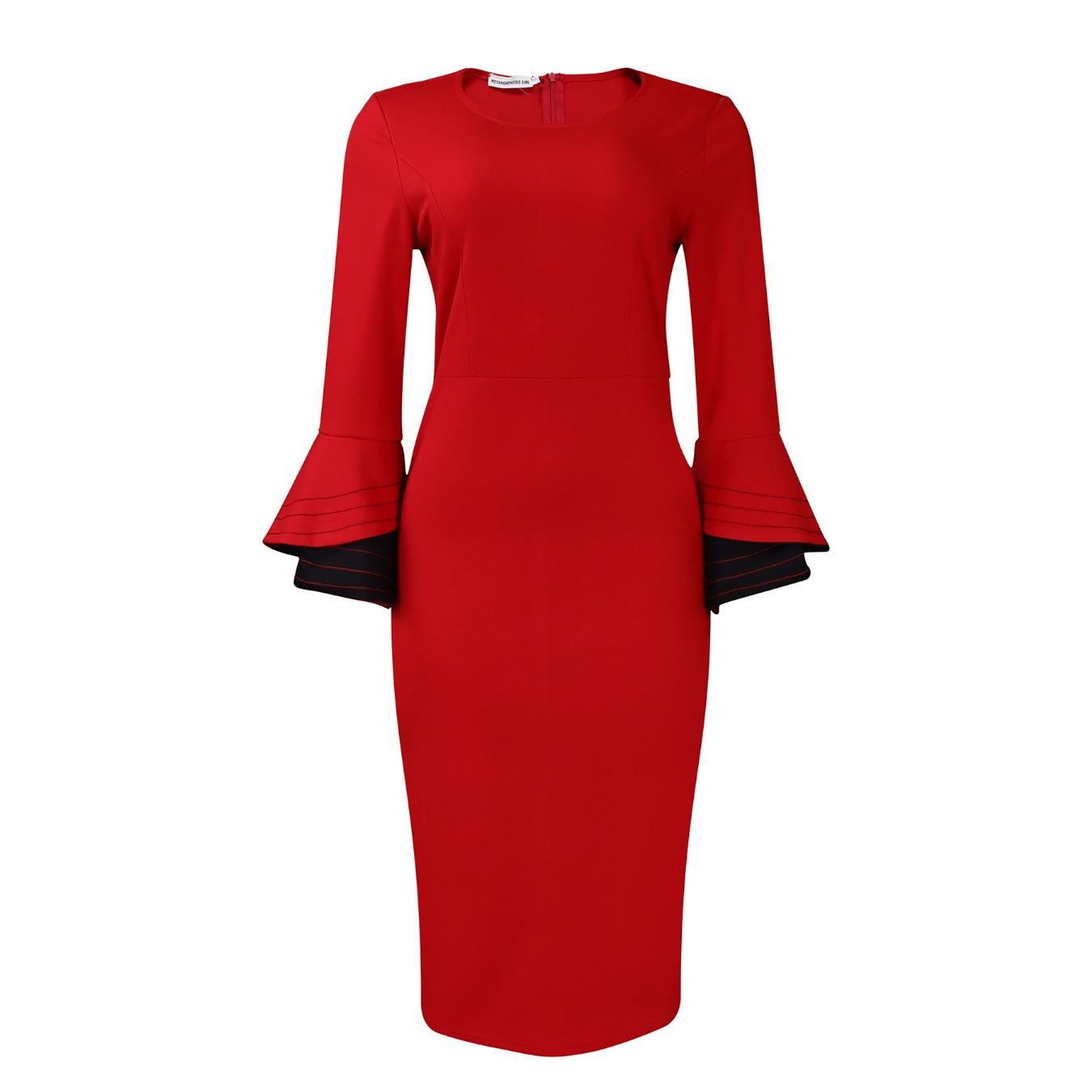 

IHUASU осень-зима мода темперамент элегантная сумка бедра OL Tongle юбка-карандаш платье XXXL красный