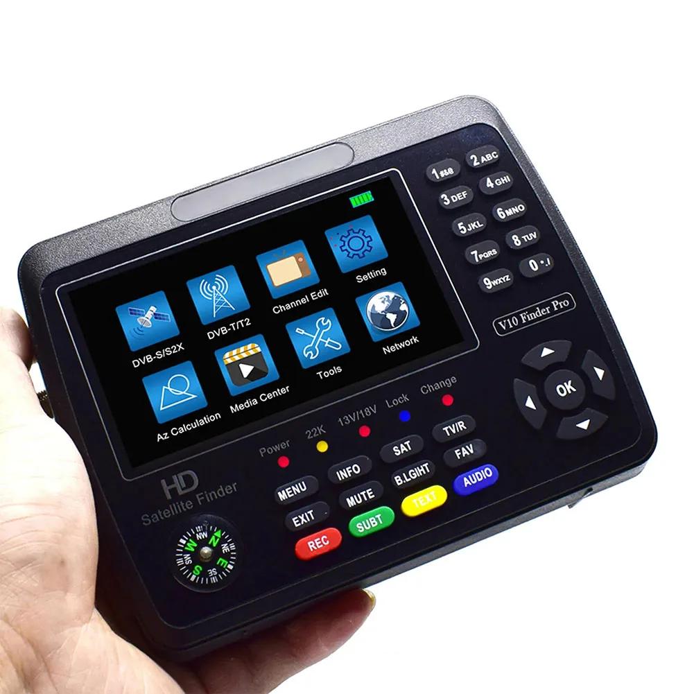 V10 Digital Satfinder Meter with Full HD For 1080P LCD Display Support DVB-S X T T2 C and H.265 Video Decoding Standards