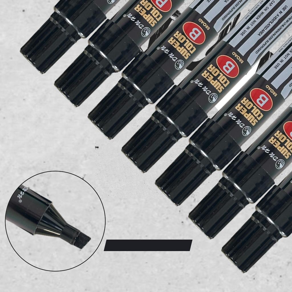 2-Pack Jumbo Broad Tip Black Marker Pens for Address & Identity Protection, Extra Wide Chisel Point, Fast-Drying Ink, High Cover