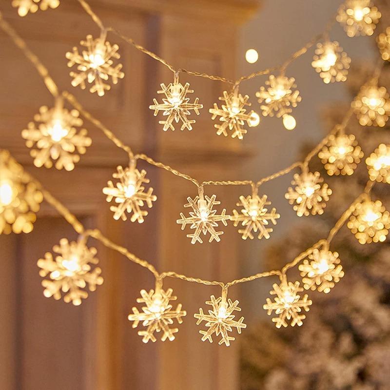 Christmas Snowflake String Lights LED Fairy Lights USB/Battery Powered Garland New Year's Wedding Party Xmas Decorations