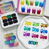 Serie di 9 colori Mini Stile Cinese di Colla Pat Pat Collezione Palette Ombretti Pittura Degradé Smalto per Unghie Glitter per Unghie