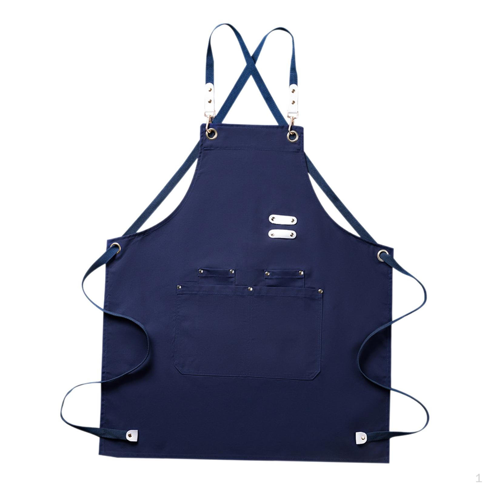 

Холщовый фартук для парикмахера с карманом для мужчин, женщин, кафе, официанта, кухни синий