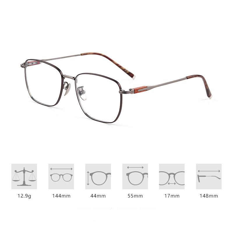 

Affordable Luxury White Collar Management Business Eyeglass Pure Titanium Frame Temple Sandalwood Inlay Steady Mature Glasses No Lens