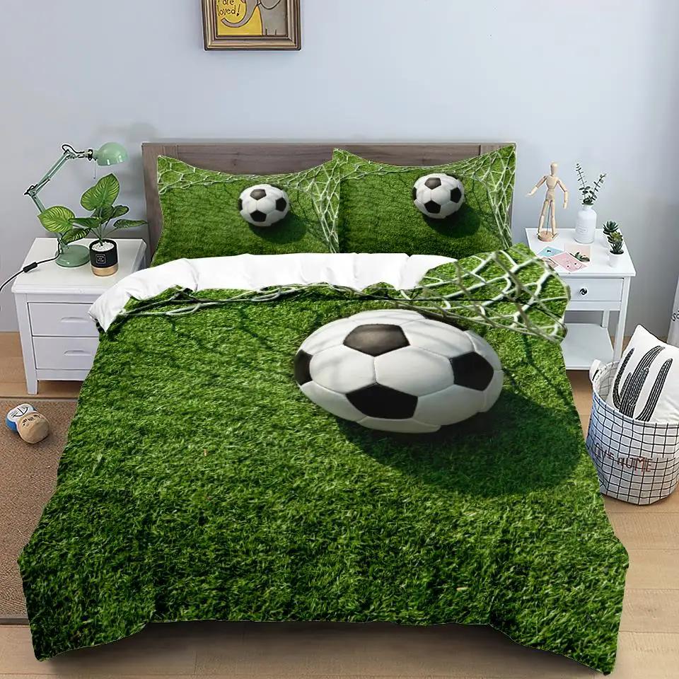 Football Bedding Set 3D Soccer Child Duvet Cover Single Double Sports Boy Home Textile Comforter Nordic Covers For Bed King Full