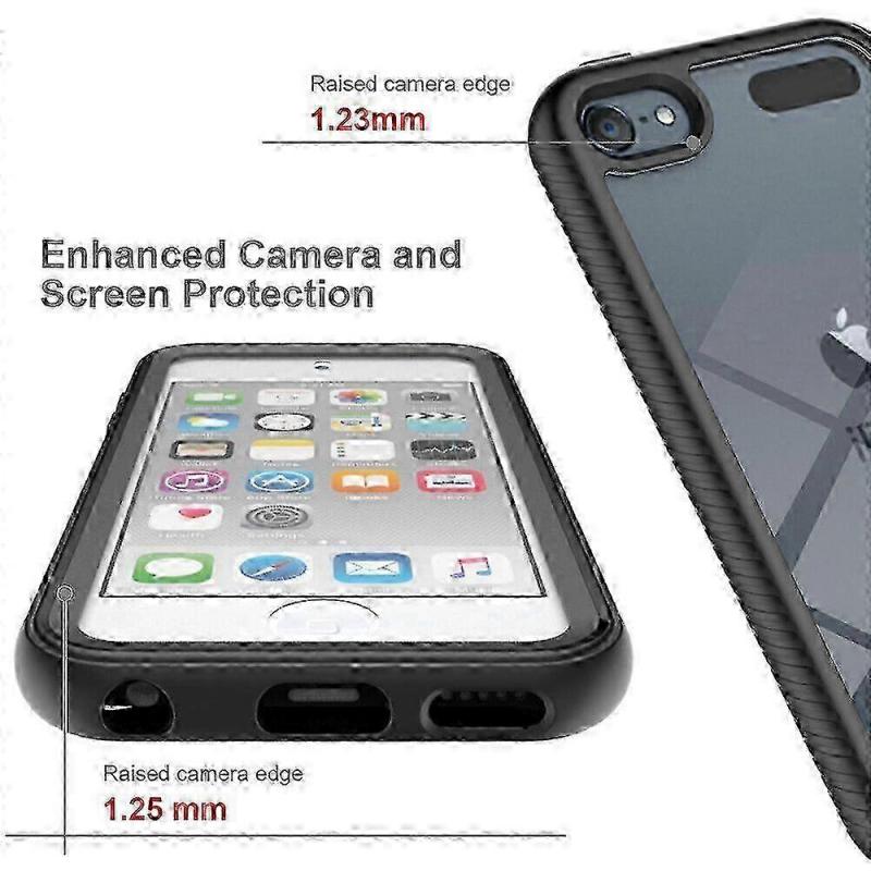 Hülle für iPod Touch 7/6/5 mit Displayschutz, Transparentes Ganzkörper Clear Bumper Stoßfest Robustes Schutzcover