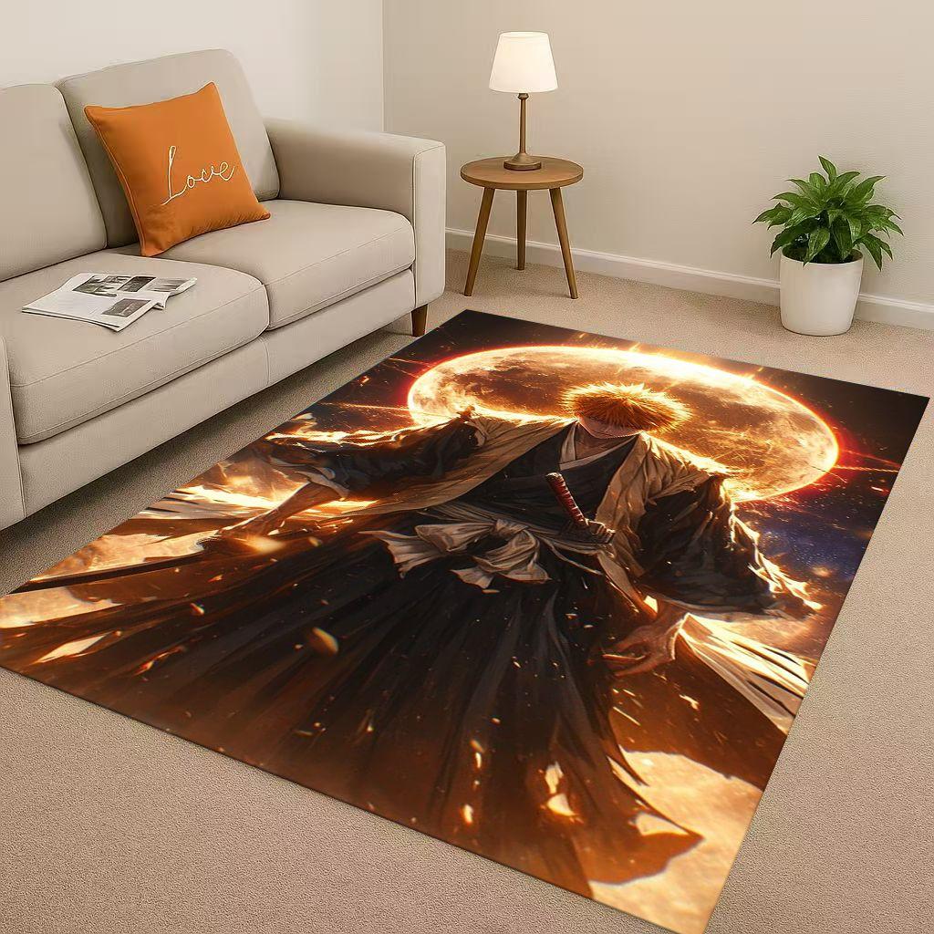 Anime Bleach Kurosaki Ichigo Cartoon Wohnzimmer Rutschfester Teppich für Schlafzimmer Sofa, Leicht zu reinigen Heimdekoration Fußmatte Spielmatte