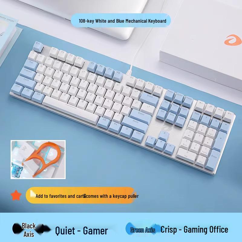 Dareu EK815 Mechanical Keyboard – 108-Key Alloy, Black, Blue, Red, Brown Switches, Wired for E-sports, Gaming, and Office Use.