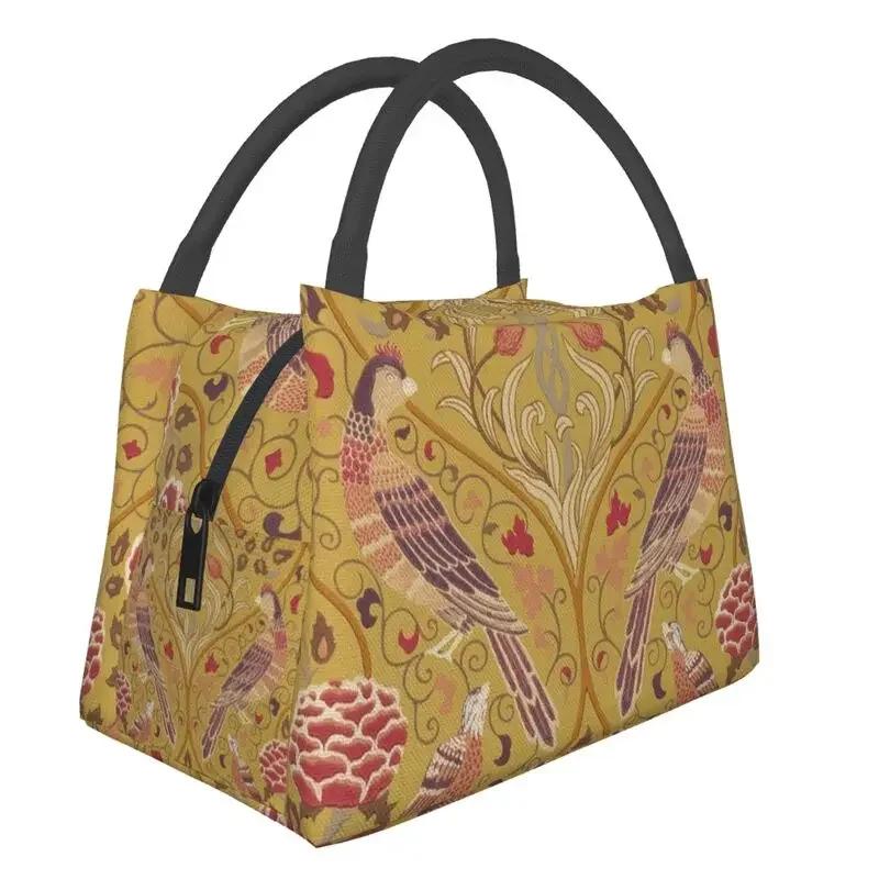 William Morris Insulated Lunch Bag for Outdoor Picnic Floral Textile Pattern Waterproof Thermal Cooler Lunch Box Women