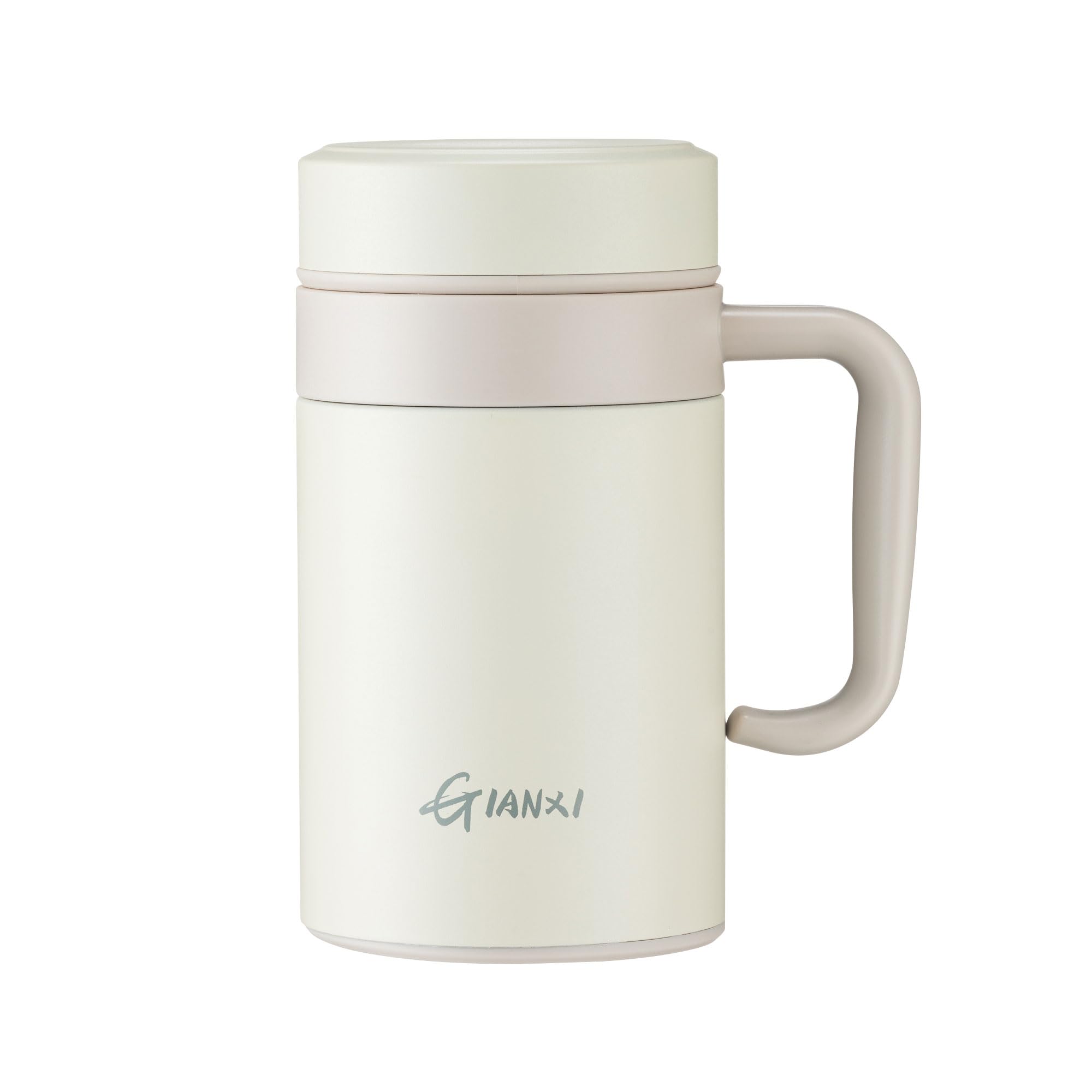

GIANXI 500mL Stainless Steel Mug with Lid, Tea Strainer, Keeps Tea Hot or Cold, Spill-Resistant, Vacuum Insulated, Easy to Clean, Lightweight, White,